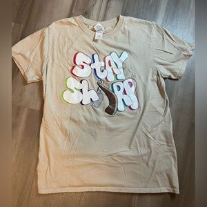 Beige Graphic T-Shirt with Colorful Print